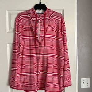 St. John’s Bay brand new tag still on pink and white striped sweatshirt hooded
